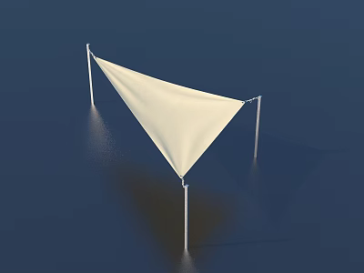 White Triangular Tensile Membrane Structure With Modern Supporting Poles And Reflective Surface 3d model