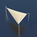 White Triangular Tensile Membrane Structure With Modern Supporting Poles And Reflective Surface 3d model