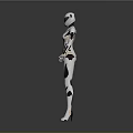 Futuristic Robot Character With White And Gold Mechanical Body Standing Stance