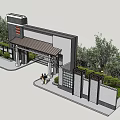 New Chinese-style Gate Community Gate 3d model