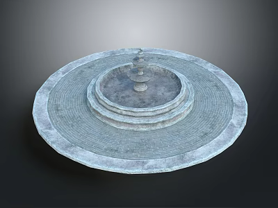 Circular Stone Fountain With Multi Tiered Steps And Textured Base Design 3d model
