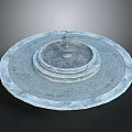 Circular Stone Fountain With Multi Tiered Steps And Textured Base Design 3d model