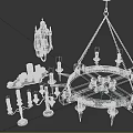 Cross Shaped Wooden Metal Chandelier With Candle Lights And Decorative Lantern Candelabra