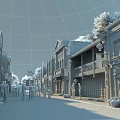 Ancient Architecture Scenic Street With Traditional Buildings Red Lanterns And Pedestrians