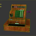Vintage Wooden Cash Register With Digital Display Mechanical Keys And Classic Design