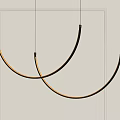 Modern Curved Pendant Lights With Illuminated Arched Design And Metallic Accents
