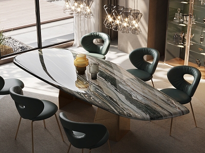 Light Luxury Dining Table Dining Chair Combination model