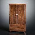 Rustic Solid Wood Storage Cabinet With Two Doors And Two Bottom Drawers