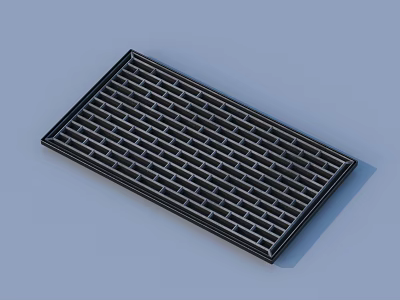 Black Rectangular Metal Grille With Uniform Grid Pattern Surface 3d model