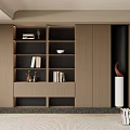 Modern functional bookcase background wall sofa background wall 3d model