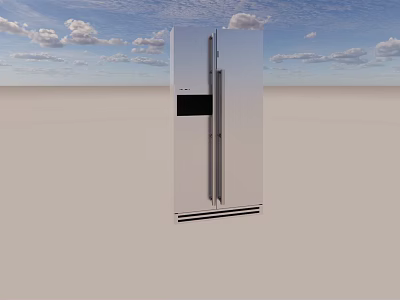 Modern White Double Door Refrigerator With Digital Display And Sleek Design 3d model
