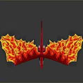 3D Model Red And Yellow Fire Dragon With Flame Texture And Spread Wings