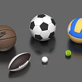 Collection of Various Sports Balls Including Basketball Soccer Volleyball Rugby Golf And Tennis