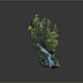 Scenic Natural Waterfall Scene With Flowing Blue Water Lush Green Vegetation And Rocks
