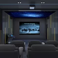 Home Theater Interior Design With Projector Large Screen Comfortable Seats And Starry Ceiling 3d model