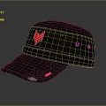 Military Style Green Canvas Cap With Red Emblem Two Eyelets And Distressed Brim