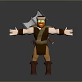 3D Warrior Character With Red Beard Goggles And Axe On Back Arms Outstretched 3d model