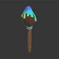 Decorative Wooden Handle Household Item With Colorful Dripping Top For Daily Use