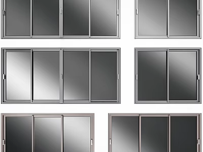 Various Glass Door Designs With Metal Frames And Multiple Panel Options 3d model