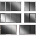 Various Glass Door Designs With Metal Frames And Multiple Panel Options 3d model