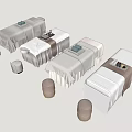 Modern White Massage Tables With Soft Linen And Round Stools In Spa Arrangement