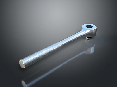 Professional Metal Hardware Tools Socket Wrench With Long Textured Handle And Shiny Surface 3d model