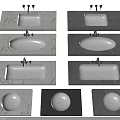 Various Marble Washbasins With Different Colors Shapes And Design Styles 3d model