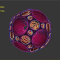Red Decorative Sphere Ornament With Hollow Holes And Spiral Patterns For Home Use