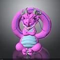 Cute Pink Dragon Character Toy Figure With Blue Belly And Gray Horns