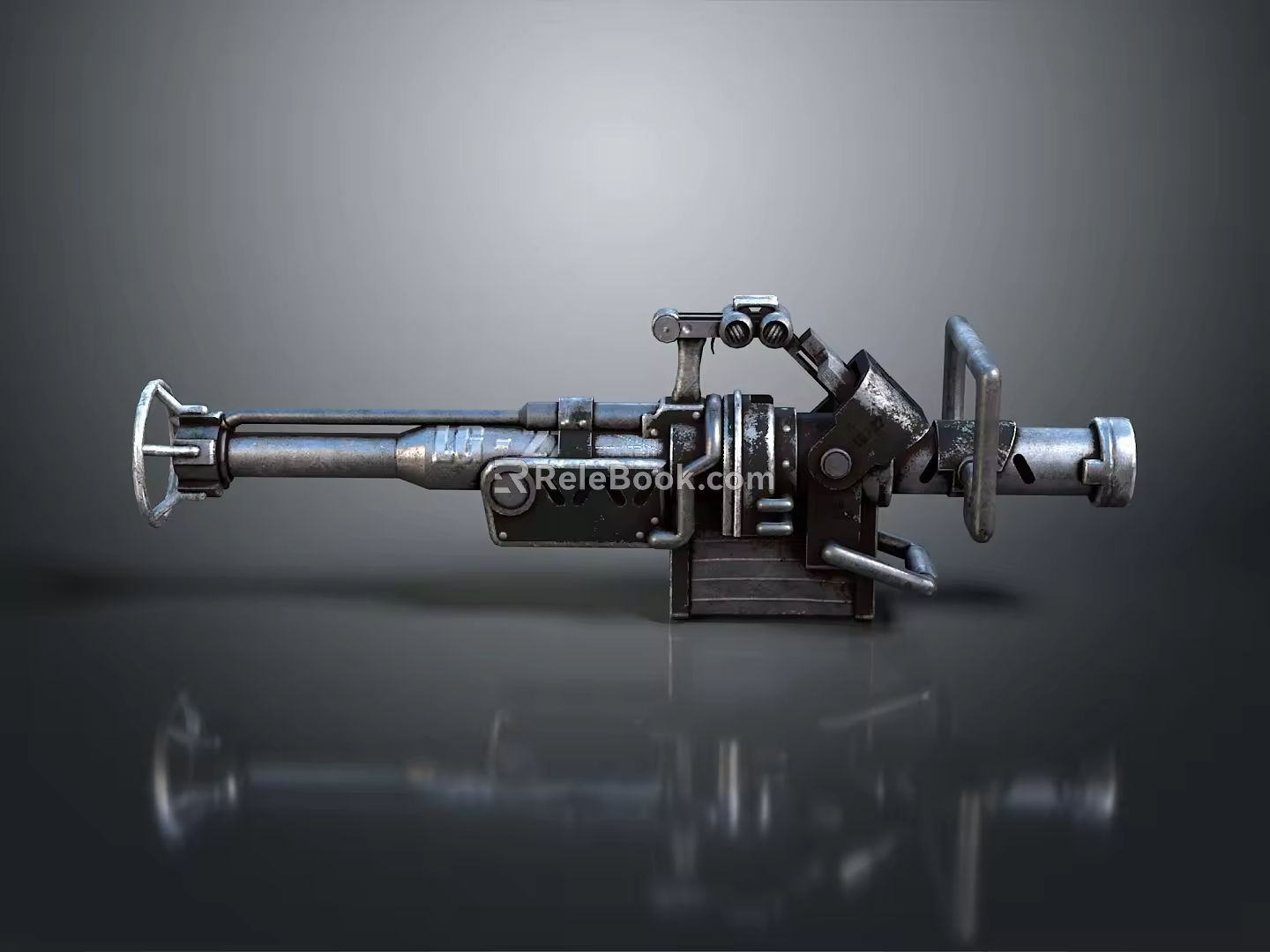 Browning Machine Gun Browning Gatling White Machine Gun Machine Gun Bullet Military 3d model