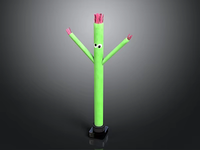Long Green Daily Life Product With Red Top Arms Eyes And Black Base 3d model