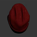 Red Soft Ribbed Knit Beanie With Tag On Gray Background