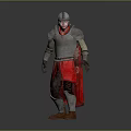 Game Movie Character Wearing Silver Armor Red Cape And Medieval Helmet Warrior Figure