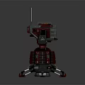 Advanced Mechanical Weapon Turret With Red Gray Yellow Design Antenna Sensor Panels And Support Legs