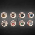 Various Colored Eyeballs With Different Styles Neatly Arranged On Dark Background