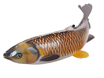 Golden Orange Carp With Shiny Scales Streamlined Body Black Fins And Yellow Tail 3d model