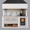 Kitchen Stove Designs With Black And Light Colored Range Hoods And White Main Bodies