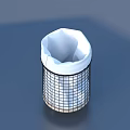 Household Trash Can with Metal Grid Design and White Liner Bag