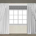 Modern Gray And White Curtains With Patterned Valance And Tiebacks For Window