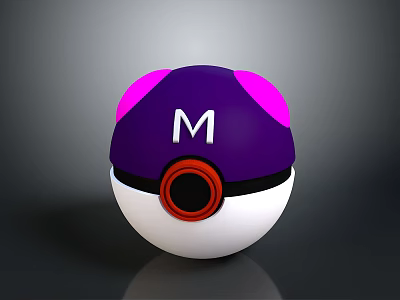 Purple Pink Ball Featuring White Letter M Red Button And White Base 3d model