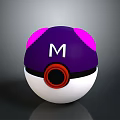 Purple Pink Ball Featuring White Letter M Red Button And White Base 3d model