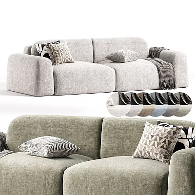 Comfortable Two seater Sofa with Stylish Pillows Throw Blanket and Color Options 3d model