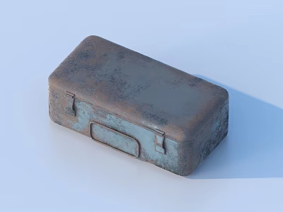 Rusty Metal Storage Box as Household Item with Rusted Surface and Lock Clasp 3d model