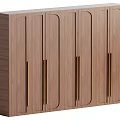 Elegant Modern Wooden Wardrobe With Curved Doors And Golden Handles Design