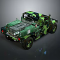 Military Off Road Vehicle with Camouflage Paint Open Top and Large Tires