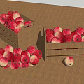 Fresh Red Apples Filled in Wooden Crates and Scattered on the Ground