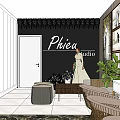 Elegant Bridal Shop Interior With Wedding Dresses On Mannequins Bird Cages And Chairs