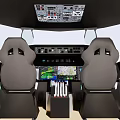 Advanced Commercial Cockpit Equipment with Control Panel Dashboard and Display Screens 3d model