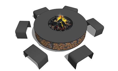 Modern stove courtyard stove brazier 3d model