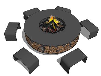 Modern stove courtyard stove brazier 3d model